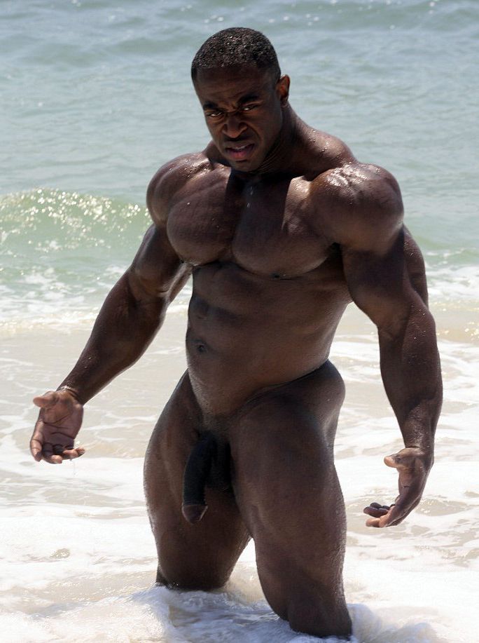 Naked black guys bodybuilders with lot of brawn.